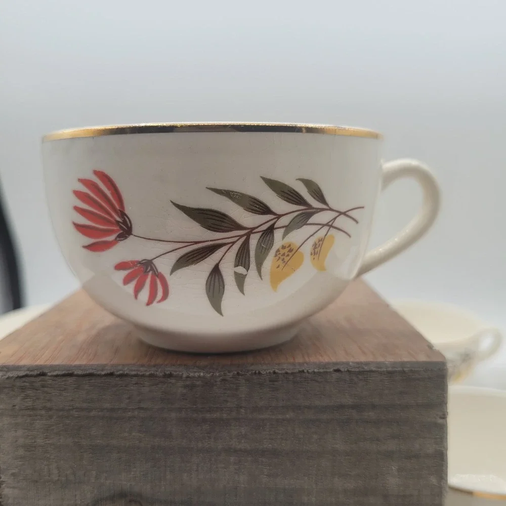 Vintage Unmarked USA Tea Cups Coffee Cups White with Floral‎ Print (10)
